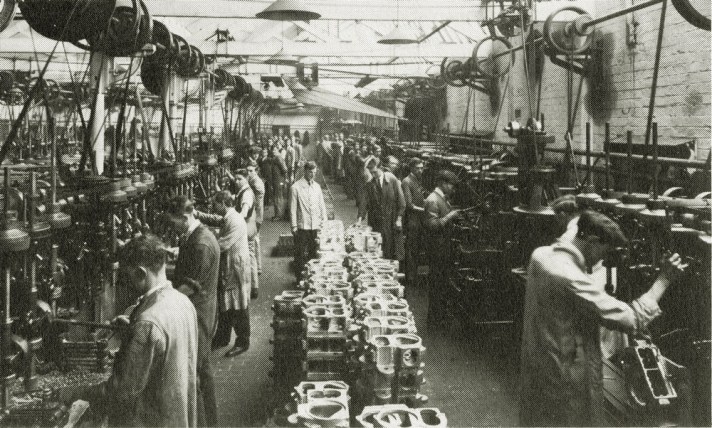 Machine Shop, Drilling Section - the Triumph motorcycle factory in 1924