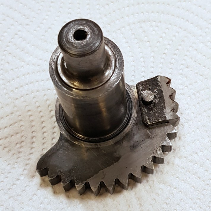BSA Sloper kickstart pinion with unusual historical repair